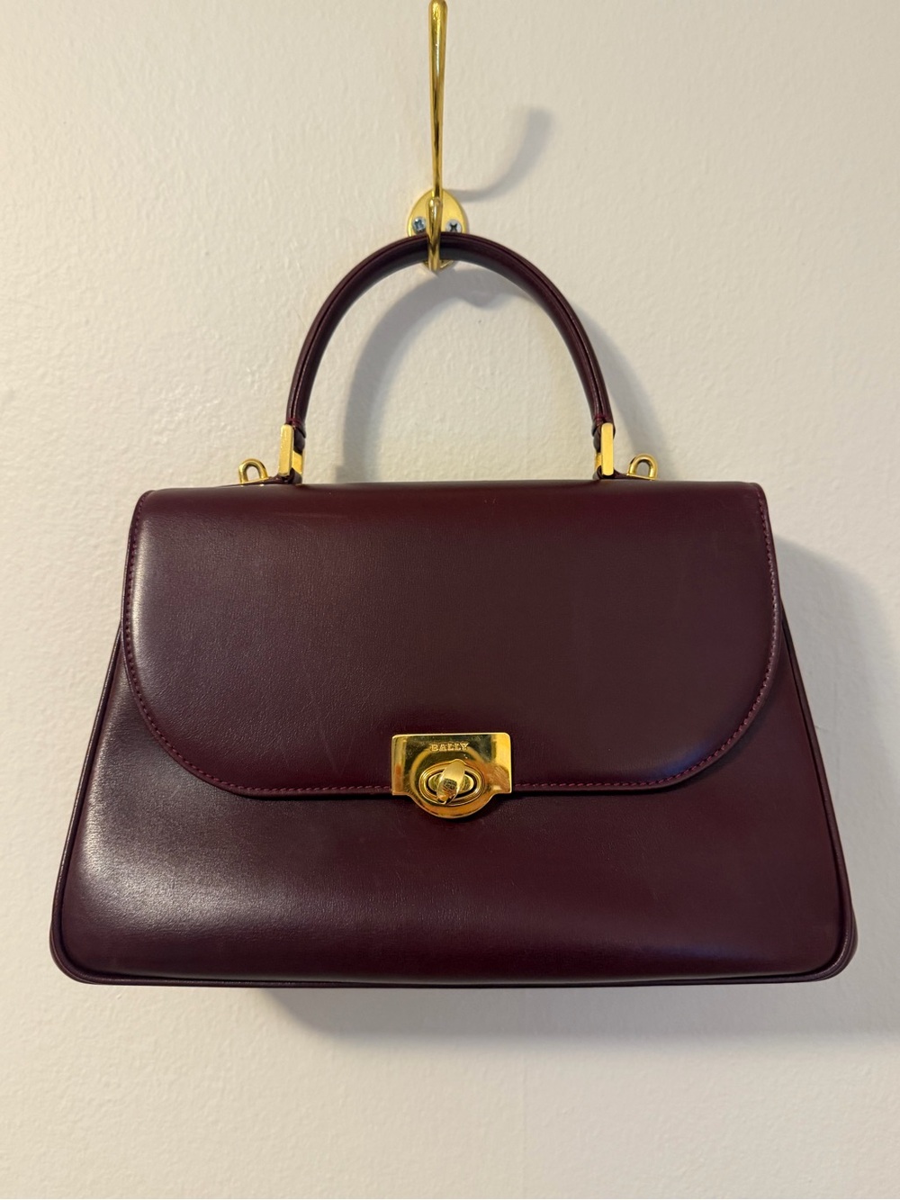Rouge H box leather shoulder bag, vintage burgundy purse, Hermes designer style